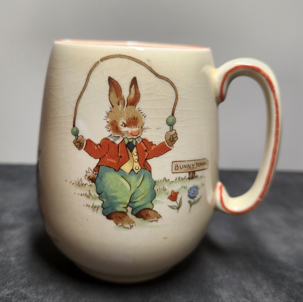 Bunny’s Playtime Royal Winton Mug, Easter decor, rabbits, cottagecore